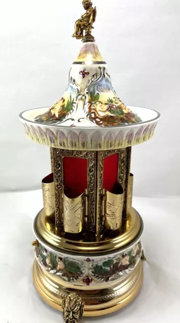 Reuge Capodimonte Lipstick Cigarette Musical Carousel Swiss Music Box VIDEO