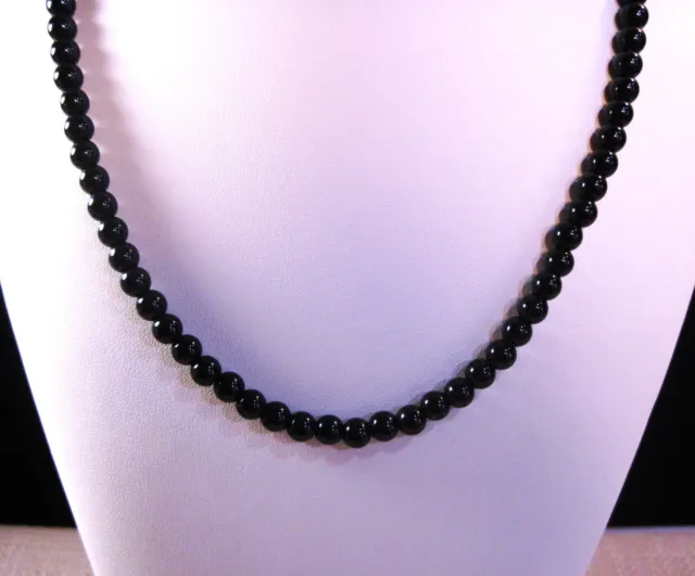 Beautiful 17" Sterling Silver 100cttw Black Onyx Necklace Lot 123