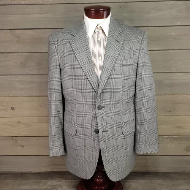 Jos A Bank Blazer Mens 39R Gray Glen Plaid Silk Wool Sport Coat 2 Button Jacket