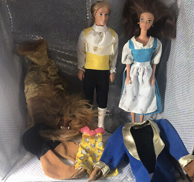 VINTAGE DISNEY MATTEL Beauty and the Beast Barbie Belle doll and Beast