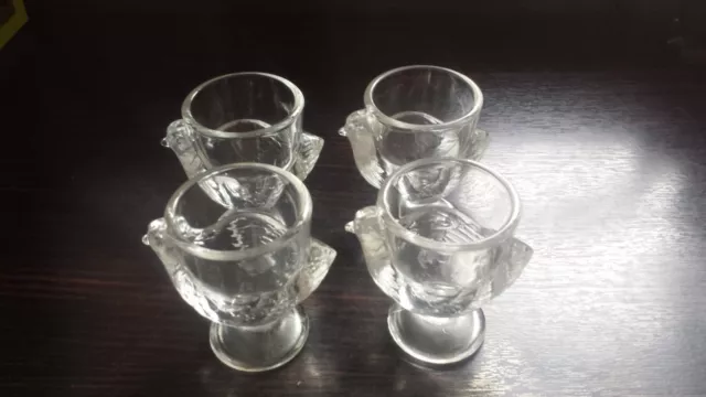 4x Vintage French Pressed Glass Clear Luminarc Arc Egg Cup Chicken Eggcup k29