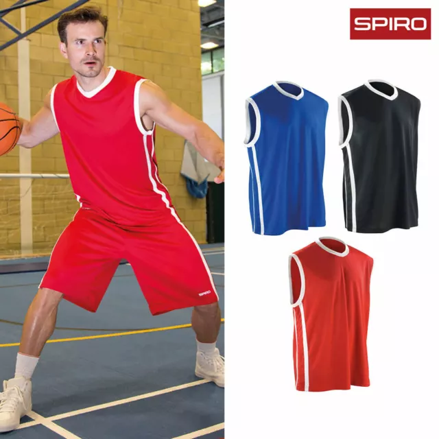 Spiro Mens Basketball Quick Dry Top Sports Gym Running Workout Top