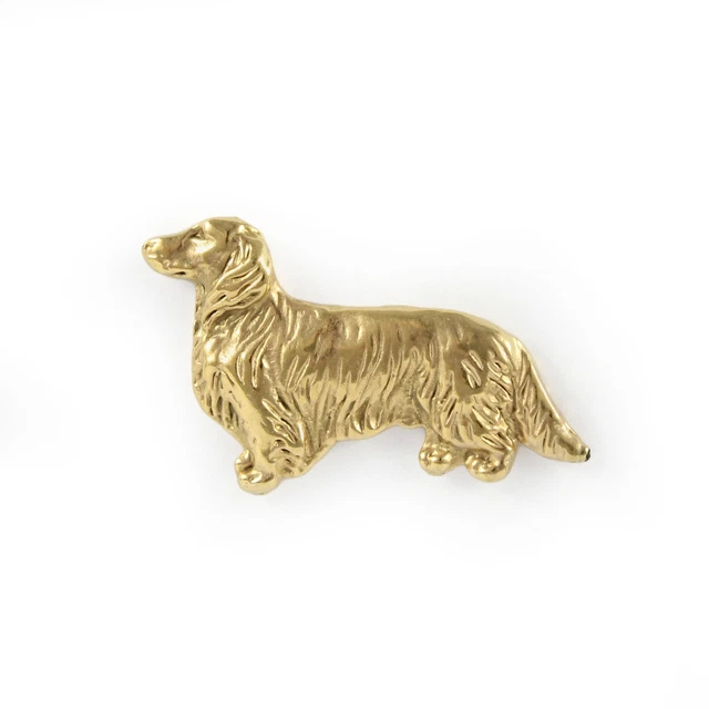 Pince à Cravate Vintage Animalière - Chien Teckel Doré Et Argenté - Occasion Très Bon état