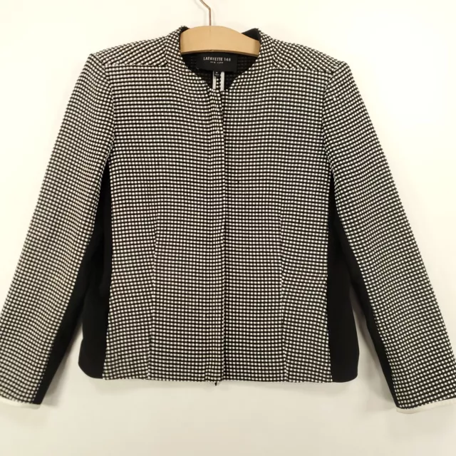 Lafayette 148 Jacket Womens 8 Black White Textured  Blazer