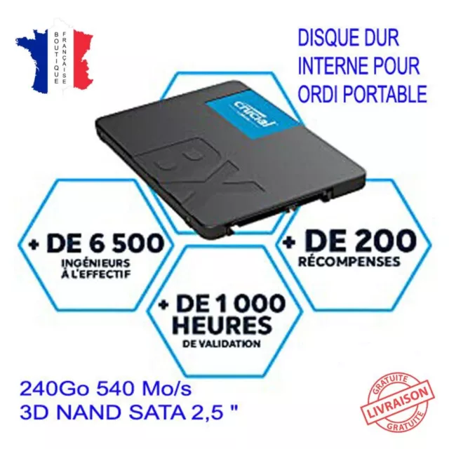 Crucial BX500 480GB 3D NAND SATA 2,5 pouces SSD interne - Jusqu'à