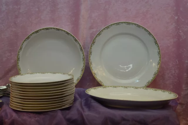 Ancien Service Lot De 12 Assiette Plate 1 Plat A Viande 2 Rond Legumes  Limoges