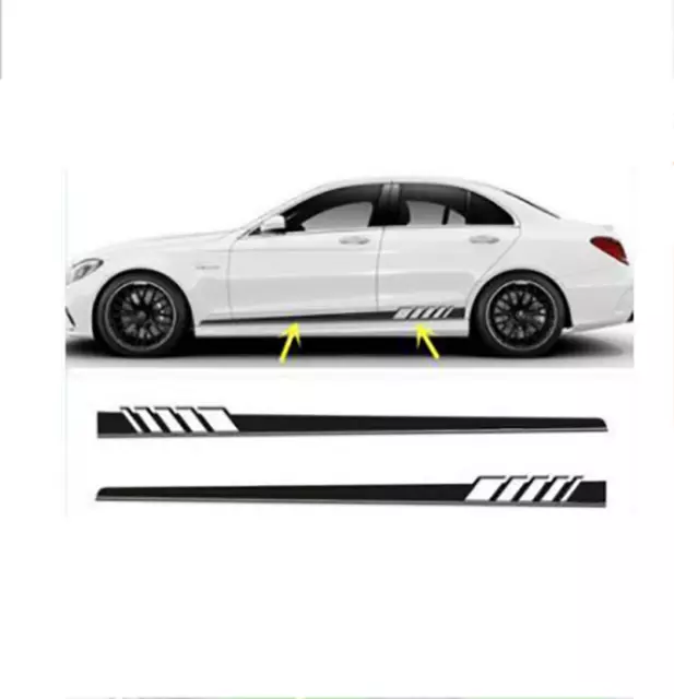 CAR SIDE SKIRT Racing Stripes Vinyl Body Decal Sticker For Mercedes C ...