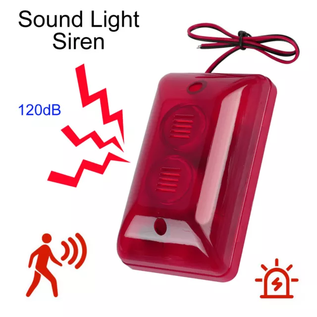Wired Strobe Siren 120dB Sound Burglar Alarm Flashing Light  For Home Security