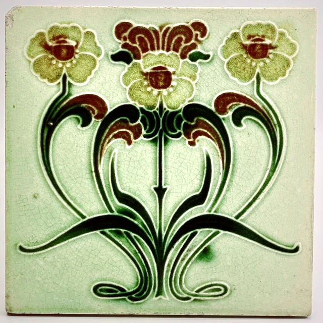 Antique Fireplace Tile Moulded Majolica T & R Boote C1906