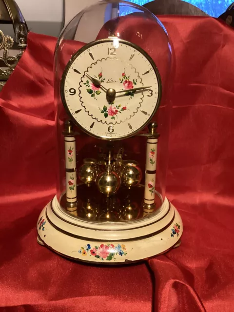 Vintage Kundo ? Made In Germany  Torsion Clock with Glass Dome Very Pretty ,