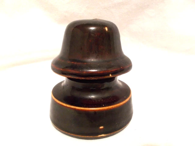 1  Vintage  Dark Brown  Porcelain/Ceramic  Wire  **Pinco**  Insulator
