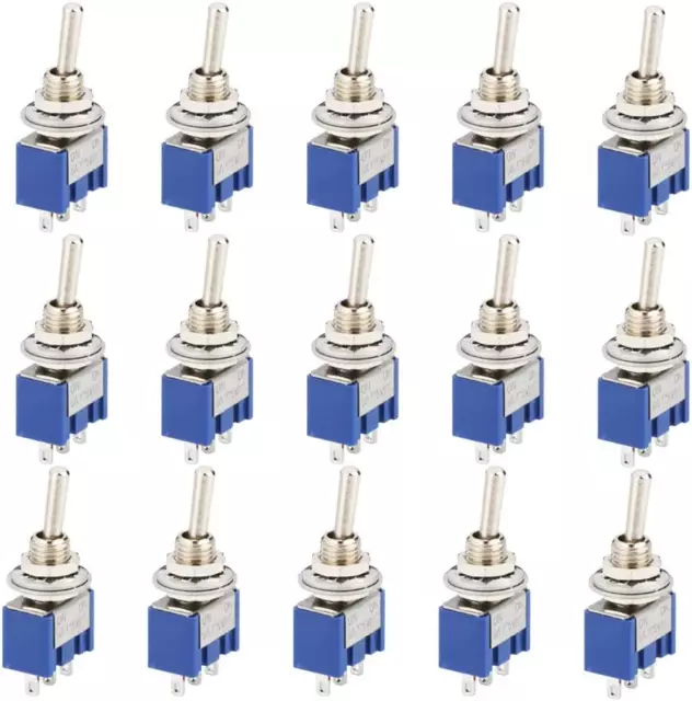 15 Pcs SPDT Mini Micro Toggle Switch, On/Off 3 Pins 2 Position Miniature Toggle