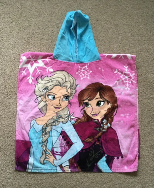 Disney Frozen 100% Cotton Hooded Poncho Towel. Size 2-6 Years. Great Condition