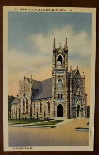 St Francis De Sales Catholic Church Bennington Vermont Vintage Postcard