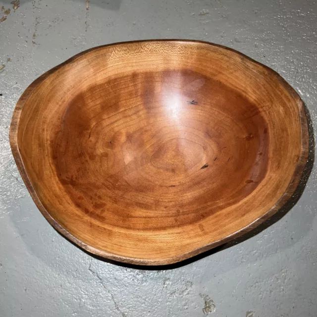 Vintage Cherry Wood Hand Turned Bowl Oval Abstract Art 9” X 8” Gorgeous Artwork