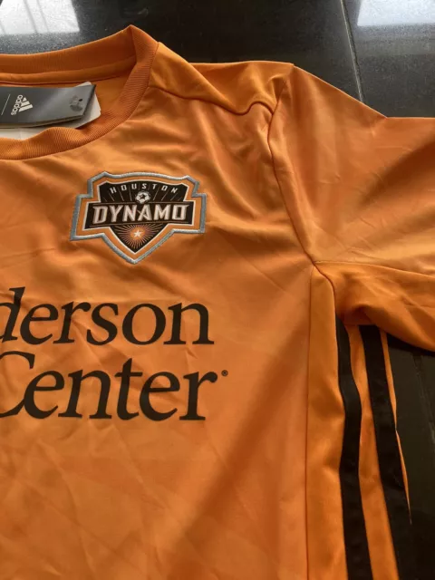 WOMENS Adidas Climlite HOUSTON DYNAMO MLS Soccer Jersey L LARGE ORANGE NWT