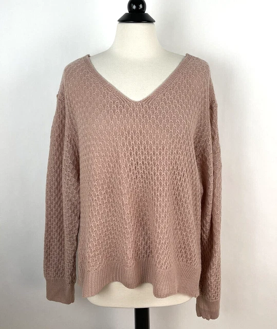 Shein Curve Twist Back V-neck Sweater 3XL 3X 18 Plus Pink Beige Soft Honeycomb 2