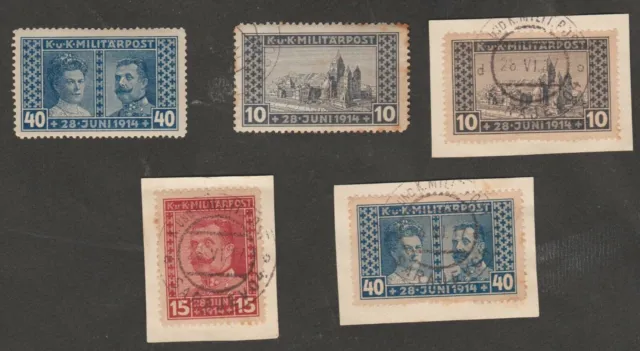 Autriche, Bosnie-Herzégovine,1917 121-123, Utilisé, Annulations Fd + 2 Timbre