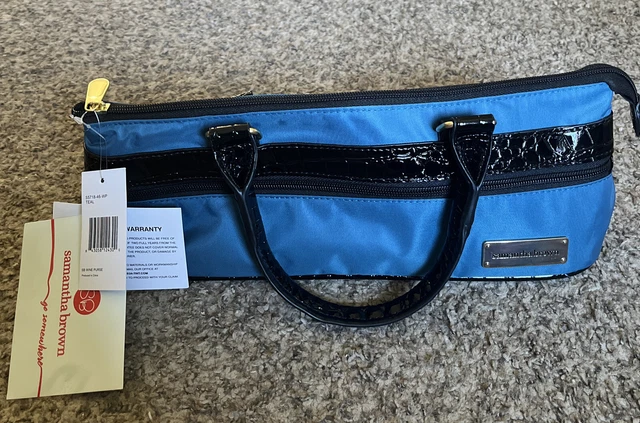 Samantha Brown Insulated Travel Lunch Box Wine Tote Purse Bag Teal & Black NWT