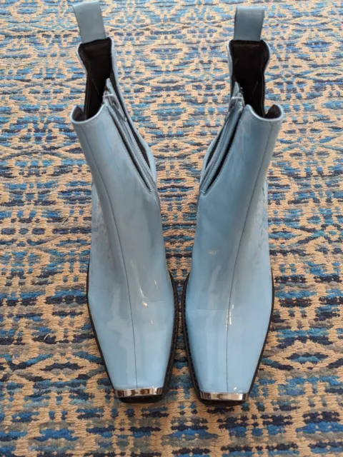 JEFFREY CAMPBELL Free People Baby Blue Patent Silver Toe Chelsea Boot NEW 9