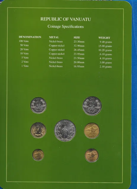 Coin Sets of All Nations Vanuatu 1983-1988 UNC 100 Vatu 1988 RARE Green Set 2