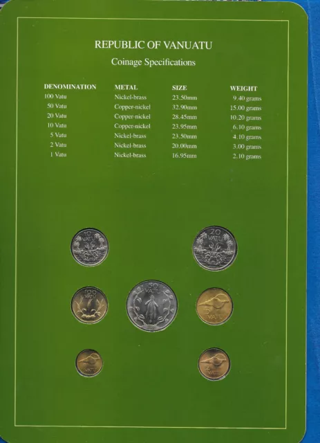 Coin Sets of All Nations Vanuatu 1983-1988 UNC 100 Vatu 1988 RARE Green Set 2
