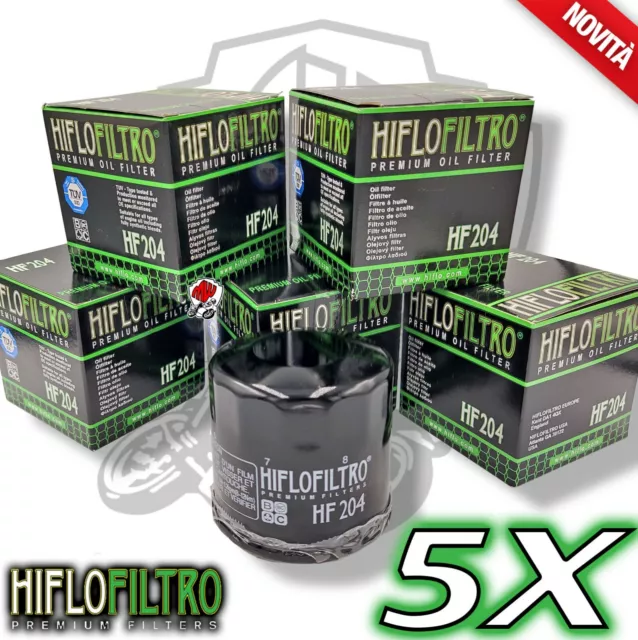 Set 5 Filter Hiflo Ölfilter HF204 Yamaha MT-07 Moto Käfig 2015 2016