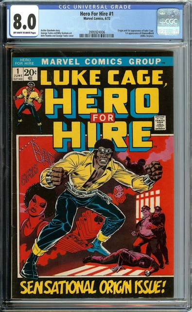 Hero For Hire #1 Cgc 8.0 Ow/Wh Pages // 1St Appearance Of Luke Cage Marvel 1972