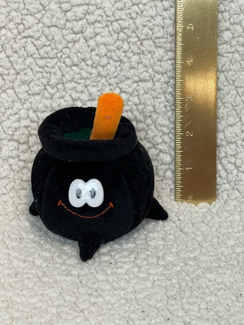 Black Pot Witches Brew Halloween Boo Beans Plush Collectable Face Orange Green