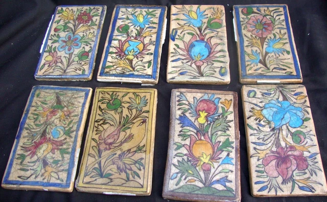 8 x Stunning 1900s Victorian fireplace tiles Flower design