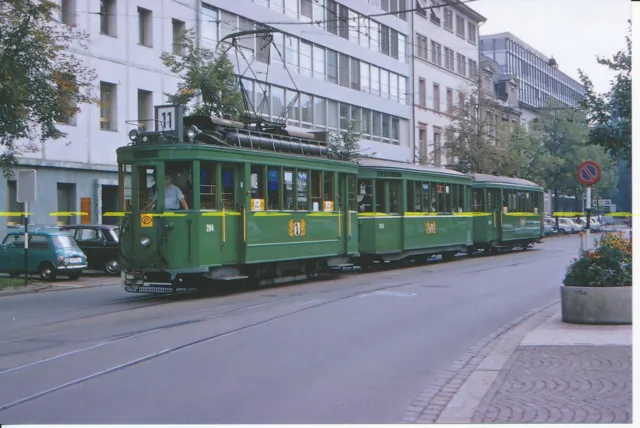 Farb-Foto Straßenbahn Basel Tw 204 + 2Bw 1970