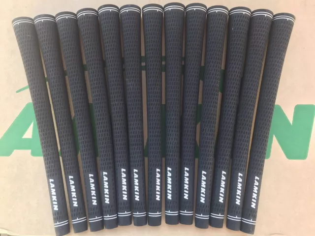 Lamkin Crossline Black Mid 58 Cr Rd Grips x 13 + Free Grip Tape/Putter Grip (7)