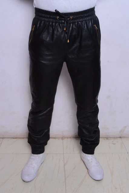 Pantalon en cuir pour homme Pantalon Slim Biker Fit Jeans pour homme Style...