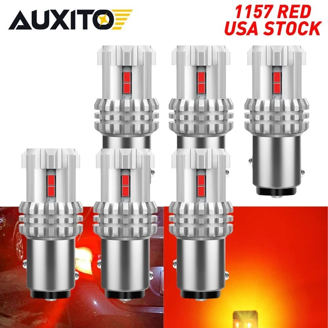 6x AUXITO Red 1157 360° LED Tail Brake Stop Parking Turn Signal Light Bulbs HUS