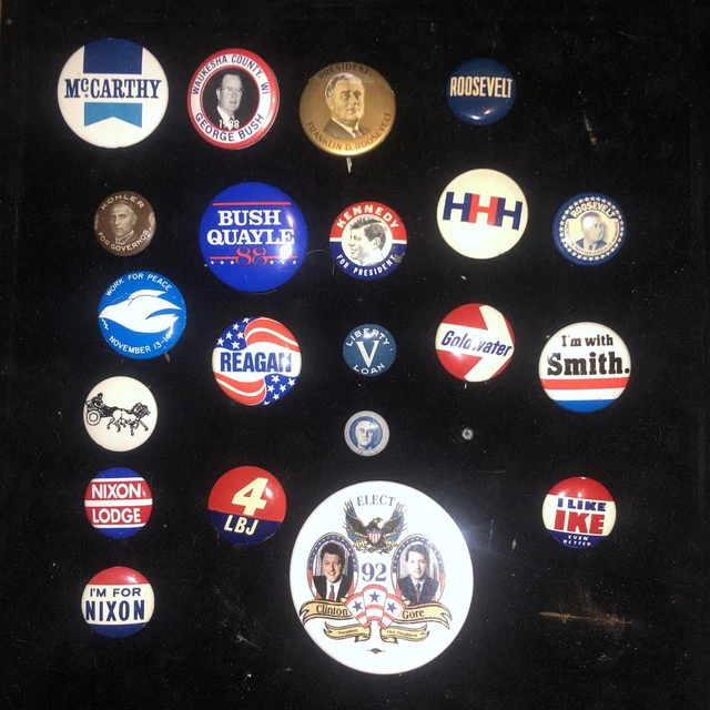 Lot of 21 Vintage Political President Presidential Campaign Pins Pinbacks
