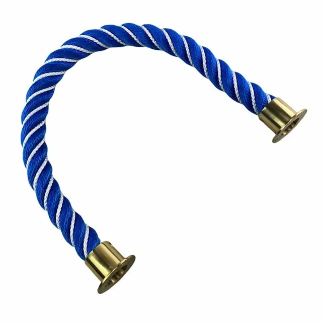Cuerda de barrera azul Softline 24 mm desparasitada en blanco x 2,5 m c/w extremos de copa de latón