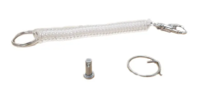 Labor Saver Tether, 4" Curly Cord W/Snap, Key Ring, Clevis Pin
