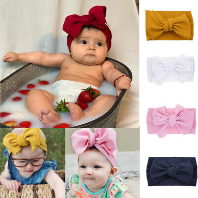 Baby Girl Infant Toddler Bow Hairband Headband Turban Big Knot Head Wrap Soft UK
