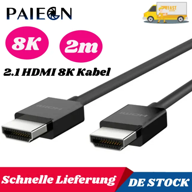 Paiegn High Speed HDMI 2.1 Kabel HD UHD 8K 2m Schwarz für TV PS5 PS4 XBOX DE