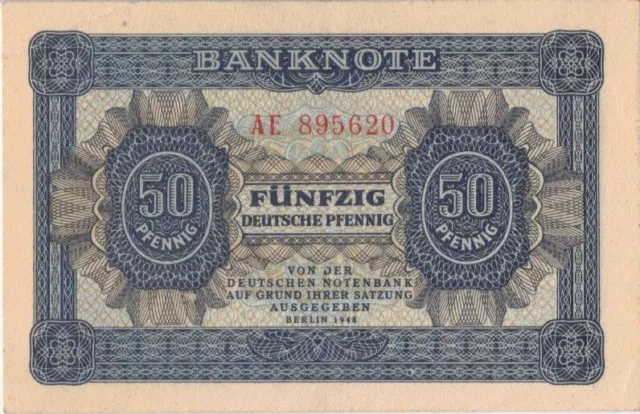 Banknote DDR 50 Pfennig 1948 - AE 895620 - Bankfrisch !