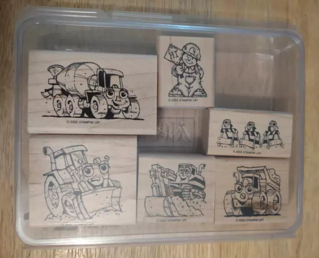 Stampin Up! Little Trucks Mounted  Rubber Wooden Stamp Set 2002 Set of 6