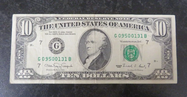 United States Of America Ten Dollars Bank Note Federal Reserve