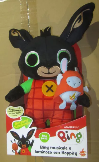 BING con HOPPITY Luminoso parlante Peluche Bambola Giocattolo Morbido Nuovo 35cm