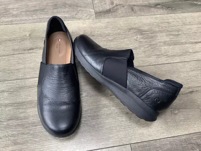 Womens Clarks Unstructured Un Adorn Step Black Leather Slip-On Shoes Uk 7D Vgc