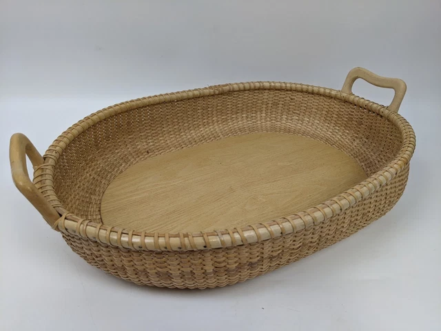Vintage Wicker Rattan Changing Basket Moses Diaper Changing Wood Handles