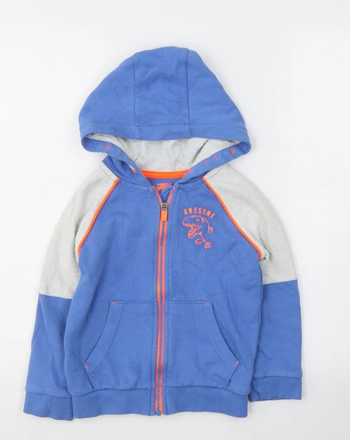 Felpa con cappuccio blu F&F cotone con cerniera intera taglia 5-6 anni