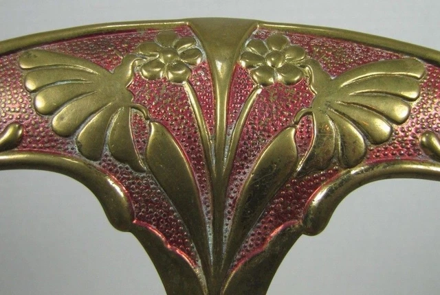 Antique Bronze Art Nouveau Hanger Hook Bracket Butterfly Flower ornate brass wsh