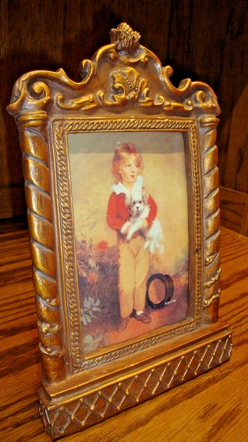 PHOTO FRAME Ornate Resin Gold-Tone Columns/ Scrolls for 4x6" Picture~Decor   S11