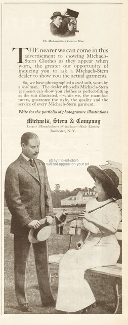 1912 Michaels Stern & Co Rochester NY Men's Suit 1900's Clothing Camera Man Ad