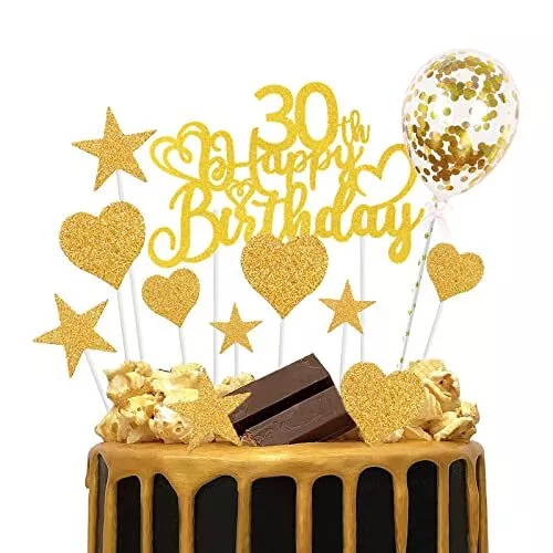 TOPPER TORTA COMPLEANNO 30 anni Oro, Amore Happy Birthday Decorazioni per  (Y1X) EUR 13,93 - PicClick IT